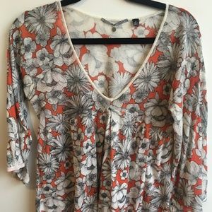 Anthropologie Knitted & Knotted Floral Blouse